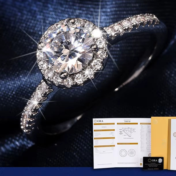 NEW 100% Real Moissanite Ring D VVS1 Pass Diamond Test Pen Adjustable Size S925 Sliver GRA Certificate Wedding Rings for Women