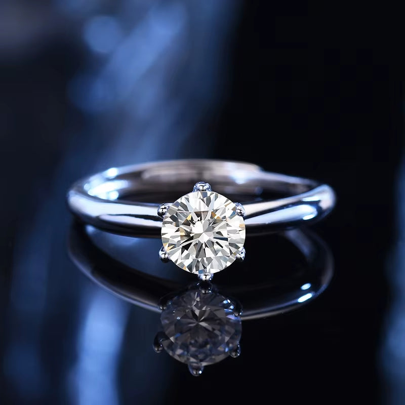 100% Real Moissanite Ring D VVS1 Pass Diamond Test Pen Adjustable Size S925 Sliver GRA Certificate Wedding Rings for Women