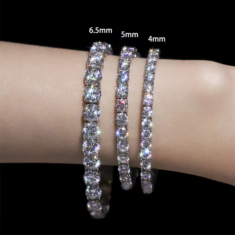 3/3.5/4/5Mm Real Moissanite Bracelet Sparkling S925 Sterling Silver Luxury Wedding Party Diamond Jewelry