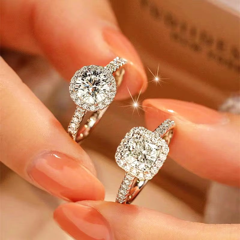 NEW 100% Real Moissanite Ring D VVS1 Pass Diamond Test Pen Adjustable Size S925 Sliver GRA Certificate Wedding Rings for Women