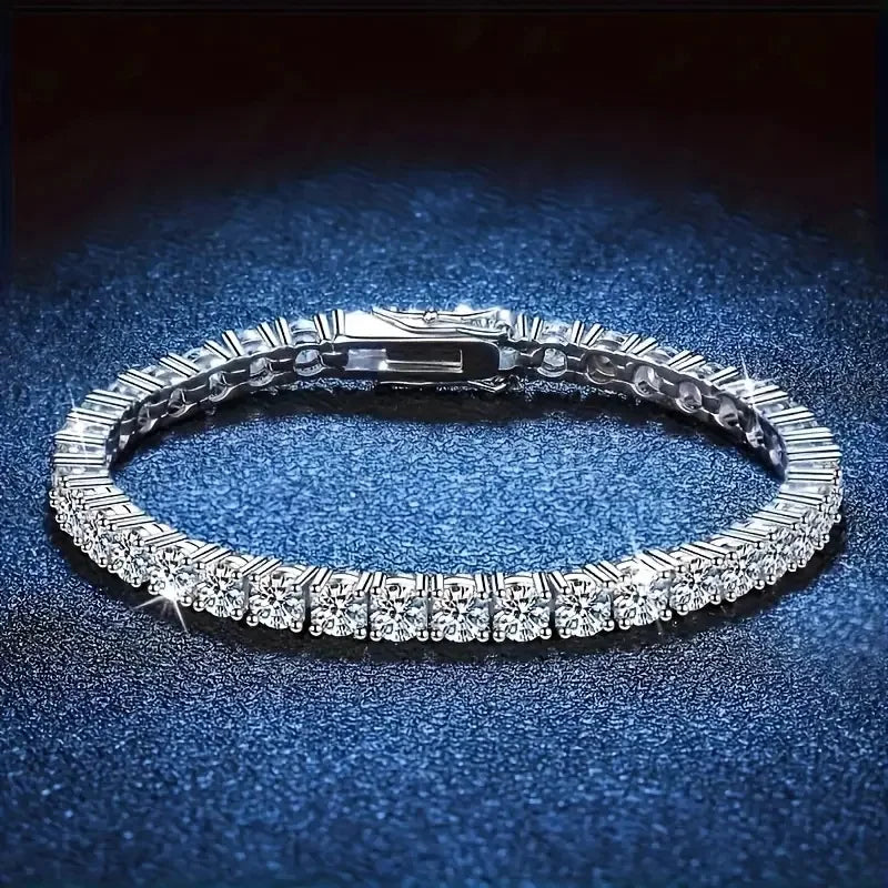 High Quality S925 Silver Platinum Plated Moissanite Bracelet Sparkling Personality Wedding Jewelry Gift Charm Bracelet for Women