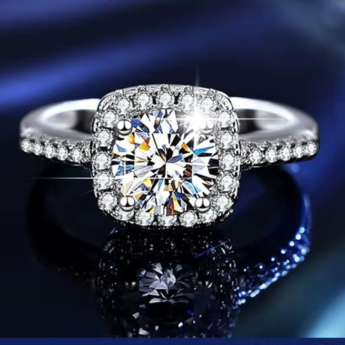 100% Real Moissanite Ring D VVS1 Pass Diamond Test Pen Adjustable Size S925 Sliver GRA Certificate Wedding Rings for Women